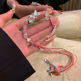 新中式紫水晶手链撞色轻奢小众精致感仙气手串闺蜜礼物紫藤花手串 轮回莲花手串     粉