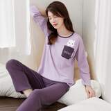 顶瓜瓜顶呱呱睡衣女士纯棉春夏圆领长袖可外穿家居服套装女21960  165