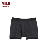 无印良品 MUJI 男式 印度棉 罗纹编织 前开口 平角内裤 裤头四角裤 炭灰色条纹 M