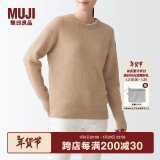 无印良品 MUJI 女式 含牦牛绒骆驼绒圆领毛衣 长袖针织衫秋 冬季 米色 M -L(165/88A)