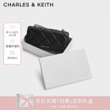 CHARLES&KEITH质感菱格链条小方钱包女包包女包生日礼物女新年礼物CK6-10680924 Black黑色 XS