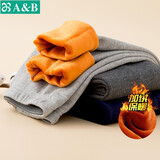 AB内衣珊瑚绒加厚长裤男士棉毛裤中老年秋冬裤子加绒保暖裤 中麻灰 3XL