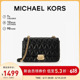 MICHAEL KORS礼物轻奢MK女包SLOAN小香风链条单肩斜挎腋下包 大号 黑色/金色
