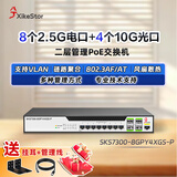 兮克二层管理PoE交换机8口2.5G电口+4口10G万兆光口支持VLAN 聚合AP摄像头供电SKS7300-8GPY4XGS-P