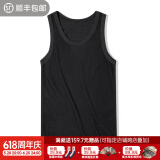 马登工装硬汉无袖棉背心男健身运动老头汗衫跨栏重磅螺纹纯色坎肩打底 黑色 [拍两件立减5元] XL