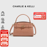 CHARLIE&KELLI CK品牌轻奢包包女包鳄鱼纹凯莉包2025新款手提斜挎包女生日礼物 浅红色【京仓配送 赠品牌礼袋】