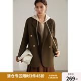 独束大码女装复古英伦风西装大衣女冬季新款微胖mm毛呢外套22DS4206 摩卡棕 XL