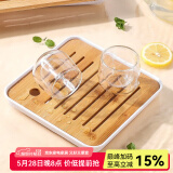 川岛屋日式竹茶盘家用托盘沥水小型简约客厅功夫茶具茶台茶托茶海 小号正方茶盘20*20*2.5cm