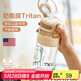 cica吸管杯成人孕妇水杯女塑料带刻度儿童直饮壶学生杯子躺着喝水夏季 白500ml-吸管款-产妇孕妇推荐