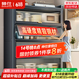 帅仕（shuaishi）厨房用具置物架落地多层餐边柜收纳碗柜家用橱柜微波炉烤箱储物柜 【升级特厚】灰5层80长42深