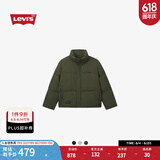 Levi's李维斯情侣同款休闲简约防寒保暖户外无帽排骨羽绒服外套 绿色 XL
