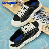FILA FUSION斐乐女鞋帆布鞋女 低帮板鞋POP轻质帆布鞋休闲运动鞋女 黑-BK 37.5