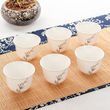 金岚玉 唐山骨瓷小茶杯玉兰花开茶具功夫茶杯骨粉中式小水杯美人杯 玉兰花开-美人杯70ml6只