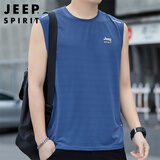 JEEP SPIRIT吉普背心男士冰丝夏季运动速干无袖宽松休闲打底汗衫上衣坎肩T恤