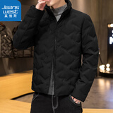 真维斯（Jeanswest）父亲节礼物羽绒服男冬季外套男士短款袄子中青年立领保暖商务羽绒 A221-2092黑色 XL （建议135-145斤）