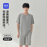 海澜之家睡衣男士圆领套头冰丝凉感舒适可外穿短袖短裤家居服套装