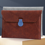 嘉然恒 A4商务文件袋皮质档案袋带扣加厚防水资料收纳袋男女款办公合同票据公文袋便携大容量可定制 棕色