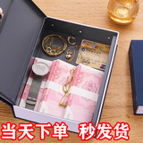 豪戴航仿真书本保险箱迷你小型带锁隐藏密码家用家庭防盗储物收纳盒子JM 蓝色书本保险箱大号