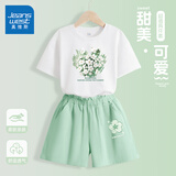 真维斯女童夏装套装2025年儿童夏季短袖t恤短裤两件套网红女孩运动衣服