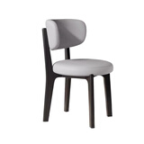 致喜北欧实木餐椅家用简约餐桌椅奶油风靠背座椅软包椅子久坐舒服餐椅 黑色实木框架-浅灰色猫爪皮