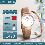 丹尼尔惠灵顿（DanielWellington）dw手表女 简约时尚欧美腕表石英女士手表 生日礼物送女友 女表+手镯155mm-DW219/DW4003