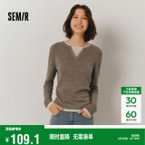 森马（Semir）森马毛衣女短款假两件含羊毛针织衫24冬新款保暖内搭109724107015