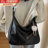 梵昇昱托特包韩版情人节复古斜挎包包女时尚百搭单肩通勤大托包新年礼物 单肩软包包【黑-无挂件】