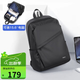 POLO 双肩包男大容量男士背包学生书包15.6英寸电脑包商务旅行包 黑色