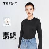 拇指白小T【拍2件】二代三防长袖T恤男女同款秋冬纯棉内搭体恤衫可外穿打底 丝光棉-女款黑色 XL