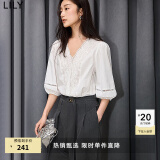 LILY夏新款女装舒适全棉气质温柔浪漫都市通勤套头雪纺衫衬衫 601白色 L