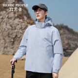 HERDE PEOPLE 牧荒者春秋新款防风防水夹克男女情侣冲锋款户外徒步登山外套 蓝色 L
