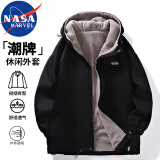 NASA MARVEL棉衣男棉服男冬季外套面包服羊羔绒连帽潮牌加绒加厚百搭情侣装