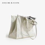 CHICINS&KIETH  CK七夕包包女包鳄鱼纹托特包大容量手提单肩包电脑包生日礼物女 白色【代写贺卡  赠品牌礼袋】