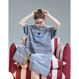 YSO【酷猫系列】睡衣女连体睡裙夏条纹可爱家居服凉感宽松可外穿M