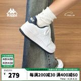 KAPPA卡帕背靠背女鞋板鞋女新款鞋子女春季潮鞋百搭情侣休闲运动小白鞋 经典白/海昌蓝 37