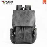 啄木鸟（TUCANO）2025新款复古双肩包潮流男士青年学院背包书包PU皮质男包 灰色-