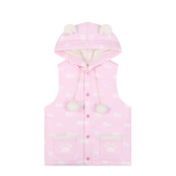 TO ALICE【To Alice】熊之原创暖暖粉兔毛毛领纯色加绒卫衣连帽公主秋冬洋 C382粉色马甲(夹棉) M