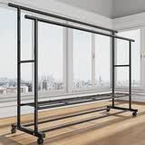 坤奉衣架落地晾衣架阳台家用卧室挂衣架单杆简易室内移动晾晒衣帽架子 1.5米黑色【双杆】