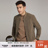 千纸鹤（Q ZHIHE）男士飞行员棒球领衣服夹克外套春秋季新款灯芯绒干部行政男装上衣 07X驼色(灯芯绒) L