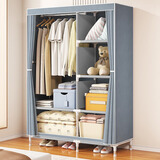 蜗家简易衣柜家用出租房布衣柜组合衣柜加粗大号布衣橱宿舍寝室收纳柜 经典灰【长90宽43高166cm】