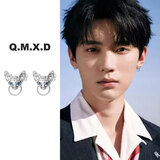 QMXD耳钉男潮单只痞帅男生耳环有耳洞小众高级感美式耳环潮流耳饰品 一对