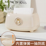 葆氏纸巾盒抽纸盒创意弹簧餐巾盒客厅茶几家用办公桌面收纳盒兔子款