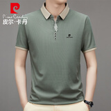 皮尔卡丹（pierre cardin）短袖T恤夏季男士商务中青年翻领polo衫百搭舒适亲肤 浅绿 XL