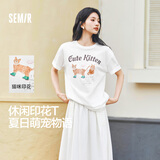 森马短袖t恤女萌宠印花上衣吸湿速干套头衫109325100005