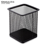 西玛（SIMAA）【爆款推荐】方形笔筒网纹防锈办公金属 创意简约桌面收纳 黑色 1只装7063