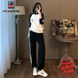 AEMAPE运动休闲套装女秋2025春秋季新款时尚减龄显瘦遮肉卫衣女 黑白套装【薄款不加绒】 M 【建议100-110斤】