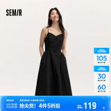 森马连衣裙女显瘦V领吊带裙年收腰裙子礼服简约长裙107424114025
