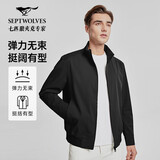七匹狼夹克外套男春秋立领商务休闲通勤男装 黑色-1799 2XL(180/96A)