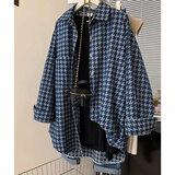 小野七天港风高街情侣大码宽松长袖衬衫女上衣春秋季复古水系牛仔衬衣外套 牛仔衬衫【蓝色L】