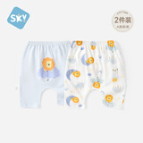 舒贝怡2条 儿童短裤子夏装女童男童薄款PP裤夏装宝宝裤子纯棉透气短裤 森林朋友满印蓝+蓝 90 cm